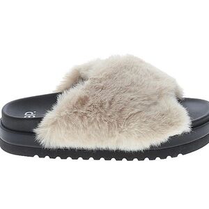 BP Zoe Cross Band Faux Fur Slides Size 5